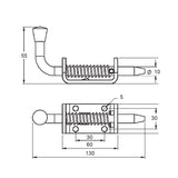 10mm Stainless Steel Spring Bolt - Motor Gearbox Products