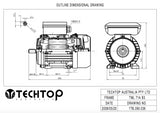 Single Phase Electric Motor 0.25kW 4P (1380rpm) 240v CSCR B3 Foot Mounted D71A-4 T/O IP55 - Motor Gearbox Products