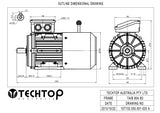 Three Phase Brake Motor 0.37kW 6P (900rpm) 415v B3 Foot Mounted D80A-4 IP55 Aluminium Hand Release - Motor Gearbox Products