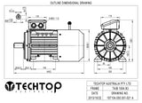 Three Phase Brake Motor 1.5kW 6P (945rpm) 415v B3 Foot Mount D100LA-4 IP55 Aluminium - Motor Gearbox Products