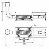 Marine Grade 316 Stainless Steel Spring Bolt, 12mm Diameter Bolt - Motor Gearbox Products