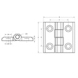 Polyamide Hinge 50mm x 50mm with Counter Sunk Holes - Motor Gearbox Products