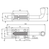 Spring Bolt Zinc Plated 13mm with Red Knob, Pin Retaining - Motor Gearbox Products