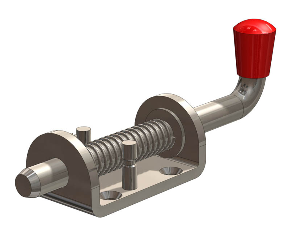 Spring Bolt Zinc Plated 13mm with Red Knob, Pin Retaining - Motor Gearbox Products