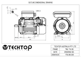 Single Phase Electric Motor 0.55kW 0.75HP 2Pole (2790rpm) 240v CSCR B3 Foot Mounted D71B-2 T/O IP55 - Motor Gearbox Products