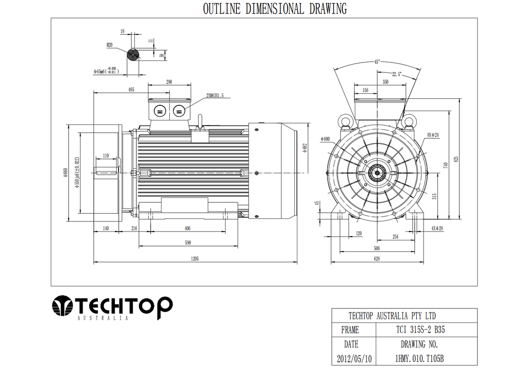 Three Phase Electric Motor 110kW 2P (2980rpm) 415v B35 Foot/Flange Mounted TCI315S-2 IP55 Cast Iron - Motor Gearbox Products