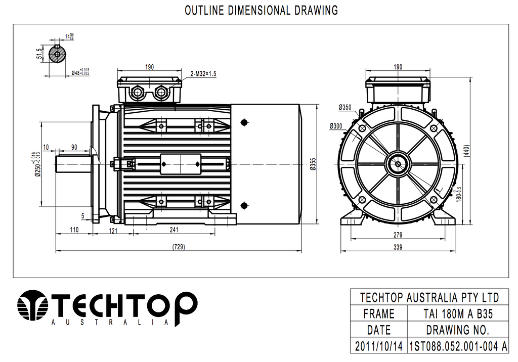 Three Phase Electric Motor 18.5kw 4P (1460rpm) 415v B35 Foot/Flange Mounted TAI180M-4 IP55 Aluminium - Motor Gearbox Products