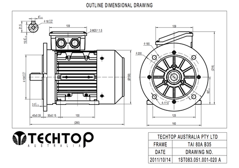 Three Phase Electric Motor 0.75kW 4P (1420rpm) 415v B35 Foot/Flange Mounted TAI80B-4 IP55 Aluminium - Motor Gearbox Products