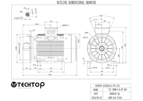 Three Phase Electric Motor 90kW 4P (1485rpm) 415v B35 Foot/Flange Mounted TCI280M-4 IP55 Cast Iron - Motor Gearbox Products