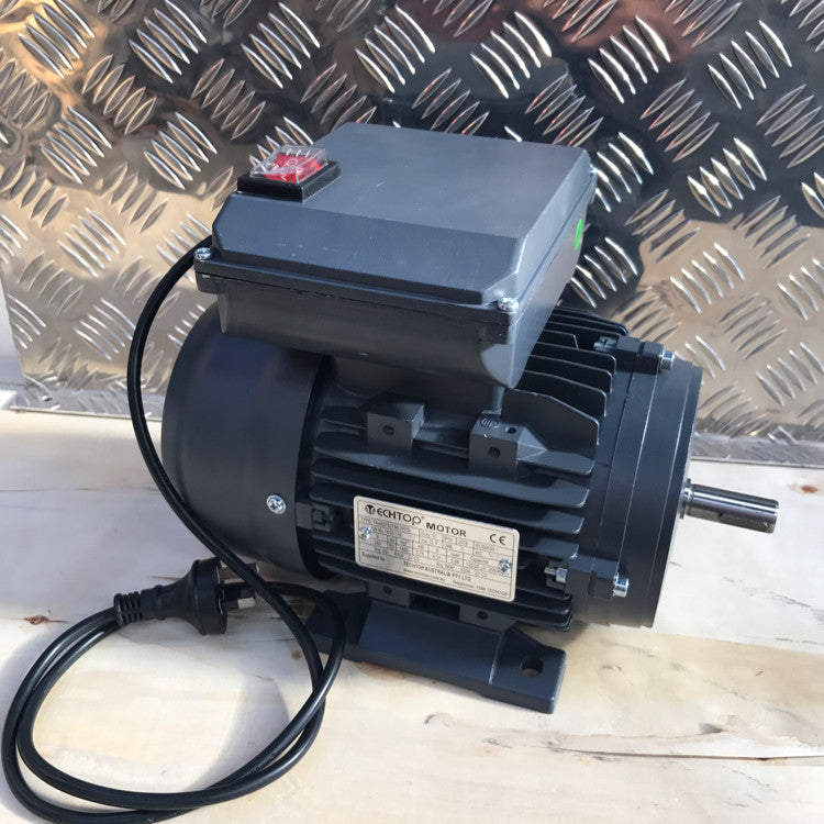 Techtop Cement Mixer Motor, 0.75kw, 4pole (1420rpm), 240volt, CSCR, 5/8" Shaft, Foot Mounted, On/Off Switch and 1-Metre Lead - Motor Gearbox Products