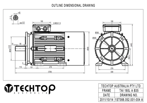 Three Phase Electric Motor 22kw 4P (1460rpm) 415v B35 Foot/Flange Mounted TAI180L-4 IP55 Aluminium - Motor Gearbox Products