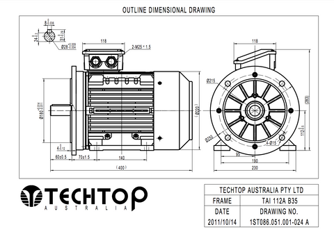 Three Phase Electric Motor 4kW 4P (1440rpm) 415v B35 Foot/Flange Mounted TAI112M-4 IP55 Aluminium - Motor Gearbox Products