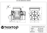 Single Phase Electric Motor 0.18kW (0.25HP) 2Pole (2710rpm) 240v CSCR B35 Foot/Flange Mounted D63A-2 T/O IP55 - Motor Gearbox Products