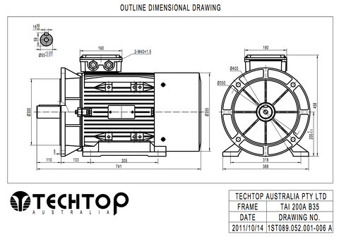 Three Phase Electric Motor 30kw 4P (1470rpm) 415v B35 Foot/Flange Mounted TAI200L-4 IP55 Aluminium - Motor Gearbox Products