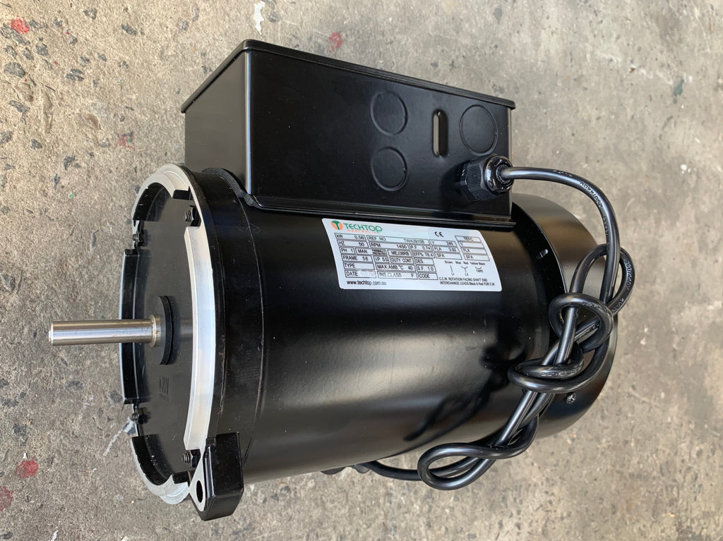 Grain Feeder Motor 0.75kw, 1420rpm, 240v Single Phase CSCR, 1/2" Shaft, 56NY Frame, TEFC, IP55, 1 Metre Lead with Plug Fitted - Motor Gearbox Products