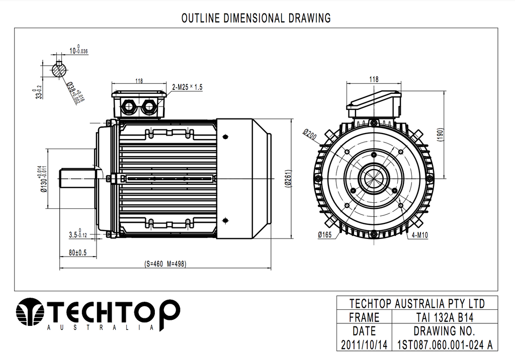 Three Phase Electric Motor 5.5kW 4P (1460rpm) 415v B14A Flange Mounted TAI132S-4 IP55 Aluminium - Motor Gearbox Products